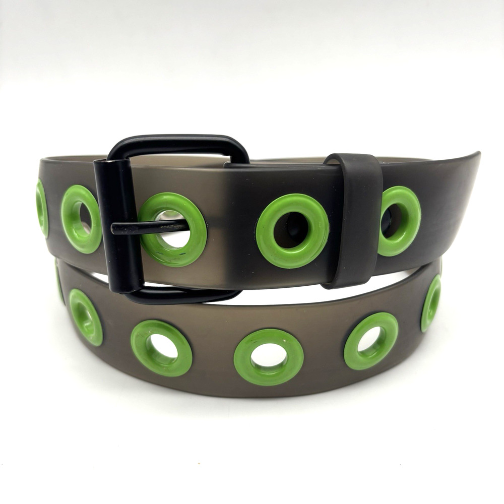 Vintage Vitriol Frost Gray Lime Green Jumbo Grommet Jelly Belt XL Up to 40" Punk